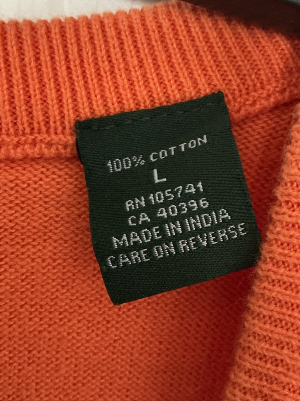 Men’s Palm Beach Golf Orange Argyle Sweater Vest 100%Cotton V-Neck Preppy Size L - Picture 6 of 7